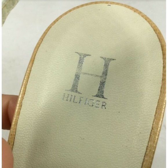 Tommy Hilfiger Women's Sandals Strappy Mid Heels White Tan Size 7 - Picture 9 of 10